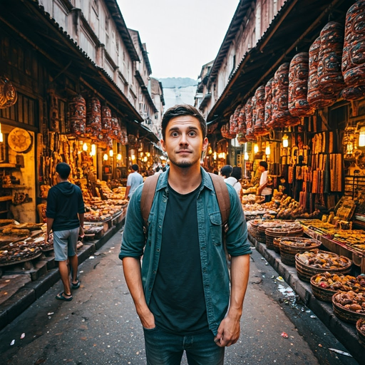 Lost in the Labyrinth of Spices: A Young Man’s Journey Through a Bustling Market