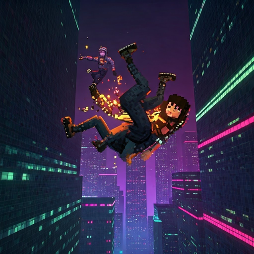 Neon City Chase: A Pixelated Fall From Grace