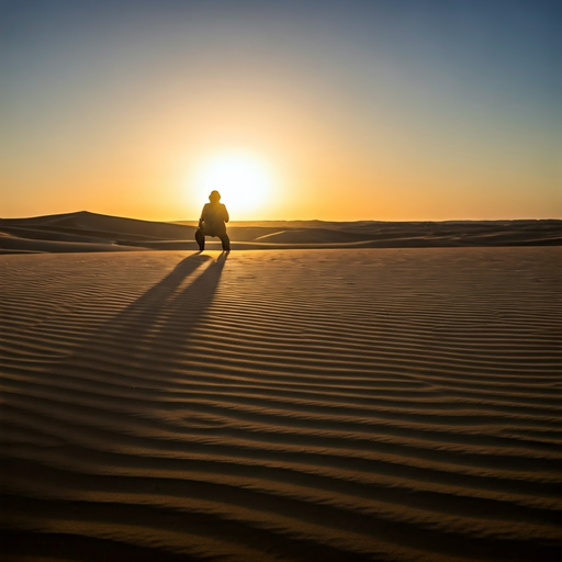 Silhouetted Solitude: A Moment of Contemplation at Sunset