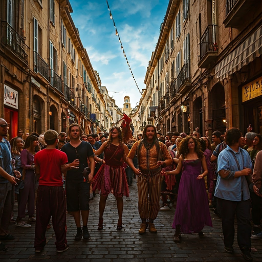 Street Performer Brings Life to a Charming Alleyway