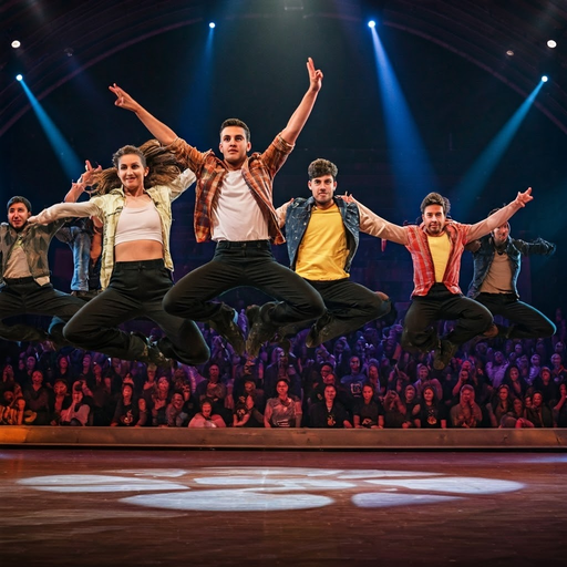 Five Young Men Soar Through the Air in a High-Energy Performance