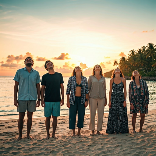 Sunset Bliss: Friends Embrace the Golden Hour