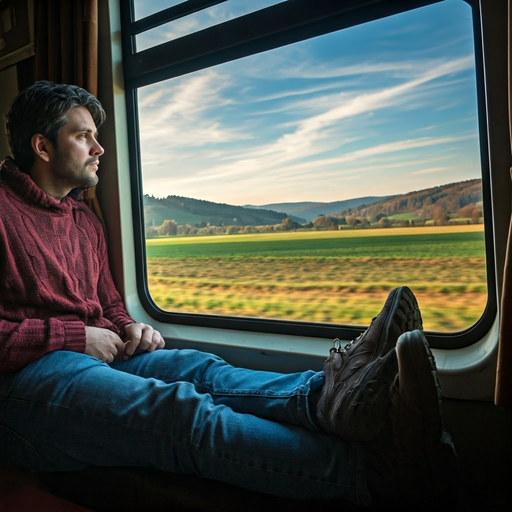 Tranquility in Motion: A Man Finds Peace Amidst the Blurring Landscape