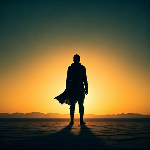 Silhouetted Hope in a Barren Landscape