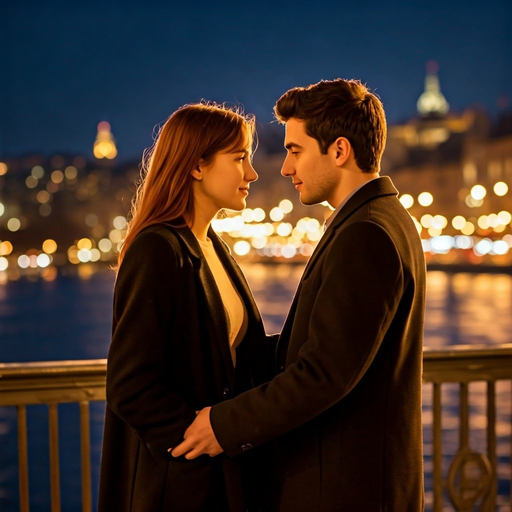 A Moment of Intimacy: Young Love on a City Bridge