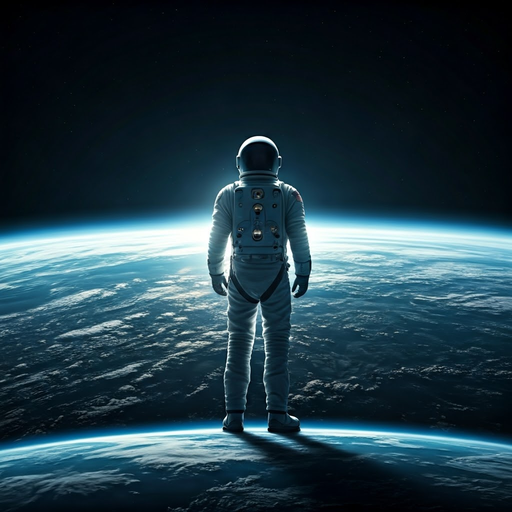 A Moment of Awe: Astronaut Gazes at Earth from the Cosmic Frontier