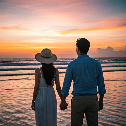 Silhouettes of Love Against a Fiery Sunset