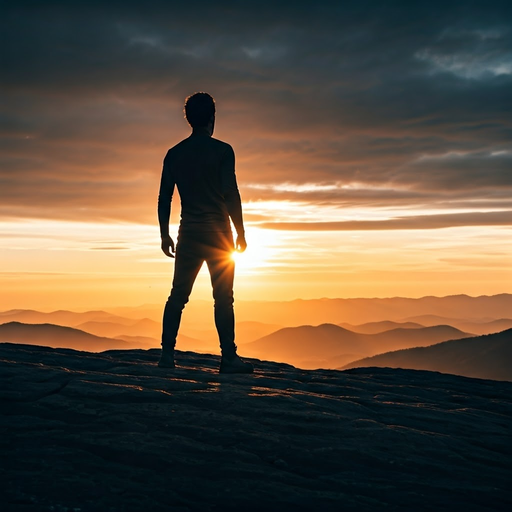 Silhouetted Against the Setting Sun: A Moment of Contemplation