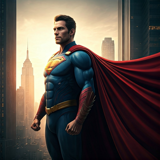 Superman Stands Tall, A Cityscape His Canvas