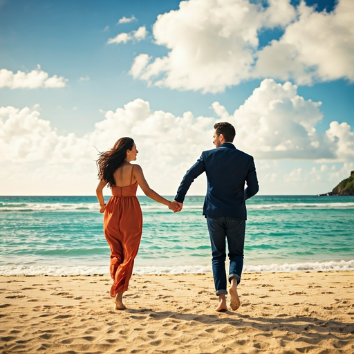 A Love Story Unfolds on the Shore: A Romantic Stroll by the Ocean