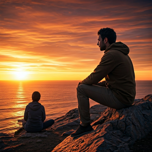 Silhouettes of Love Against a Fiery Sunset