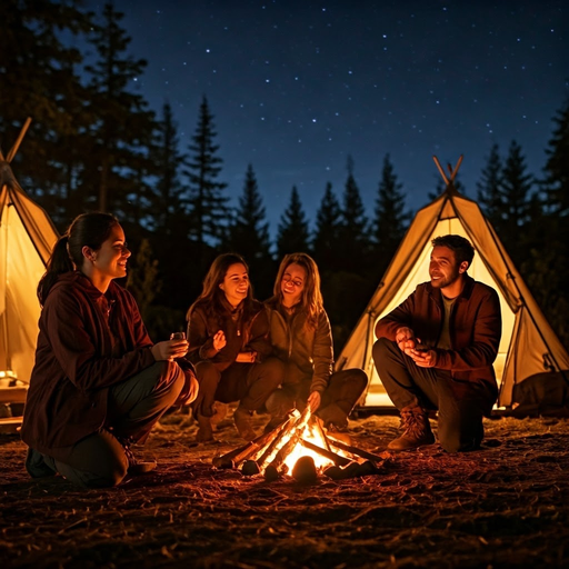 Campfire Companionship: A Night Under the Stars