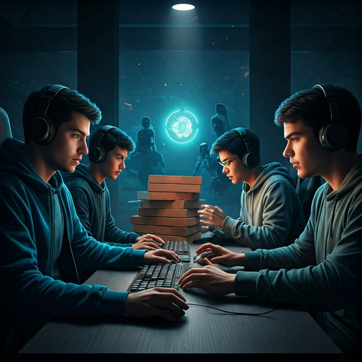 The Blue Circle Beckons:  Four Gamers Locked in Intense Competition