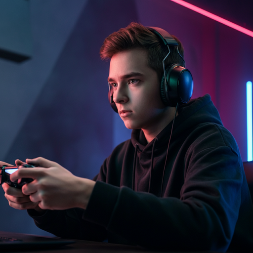 Lost in the Neon Glow: A Gamer’s Focus