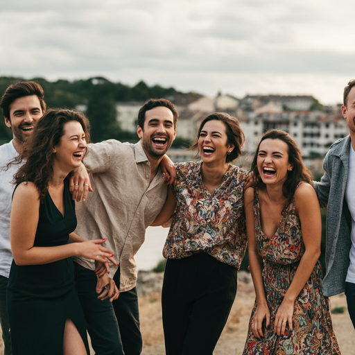 Friends Laughing It Up in the City