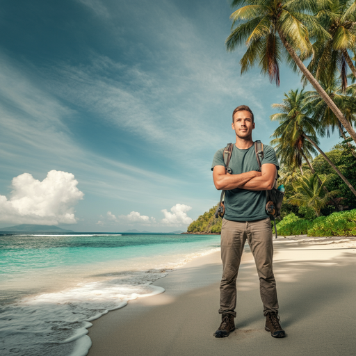 Escape to Paradise: A Man Finds Serenity on a Tropical Beach