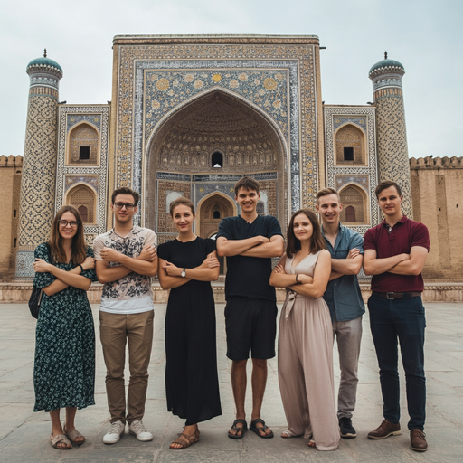 Young Explorers Embrace the Majesty of a Grand Mosque