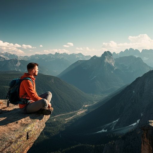 Contemplating the Vastness: A Hiker Finds Tranquility on a Mountaintop