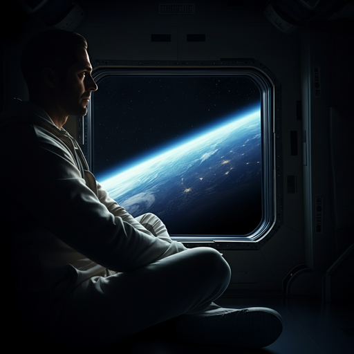 A Moment of Reflection: Astronaut Gazes at Earth from Space