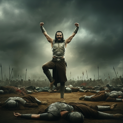 Triumphant Warrior: A Moment of Victory Amidst the Storm