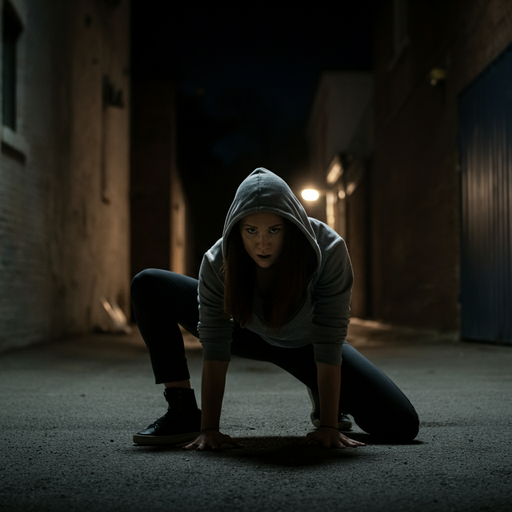 A Shadow in the Alley: A Woman’s Intense Gaze Holds a Secret