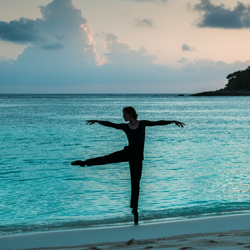 Silhouette of Serenity: A Dancer Finds Tranquility on the Beach