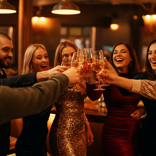 Cheers to Friendship: A Toast in the Dimly Lit Bar