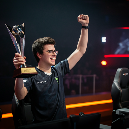 Victory is Sweet: Gamer Celebrates Triumph with a Smile