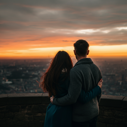 Silhouettes of Love Against a Fiery Sunset