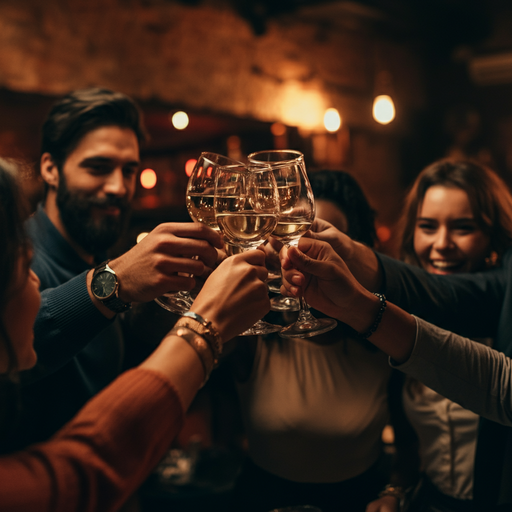 Friends Raise a Glass in Joyful Celebration