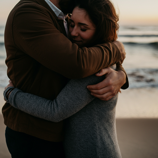 Sunset Embrace: A Romantic Moment on the Beach