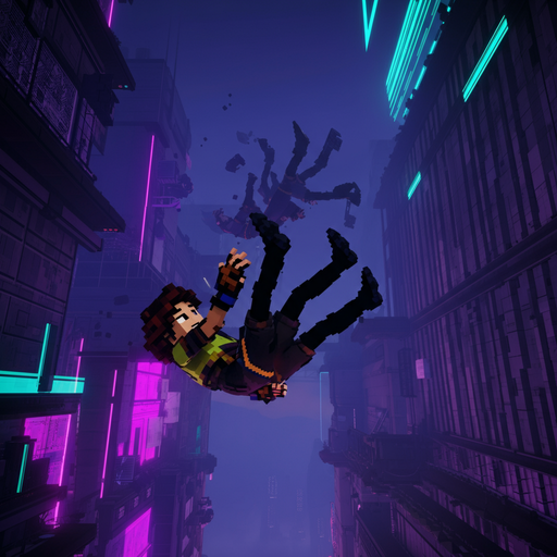 Pixelated Plunge into Neon Dystopia