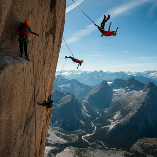 Hanging by a Thread: Climbers Conquer a Majestic Mountain Face