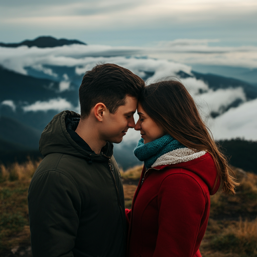 Love at the Summit: A Romantic Moment Amidst the Clouds