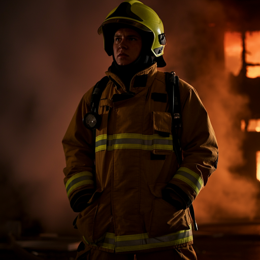 Firefighter’s Silhouette: A Moment of Courage in the Flames