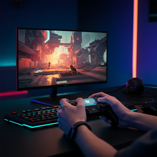 Lost in the Neon Glow: A Gamer’s Focus in a Futuristic World