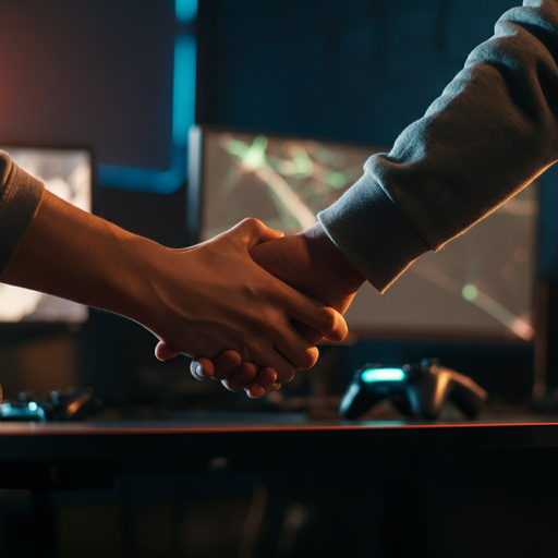 The Handshake That Seals the Deal: Two Gamers Lock In Their Competitive Spirit