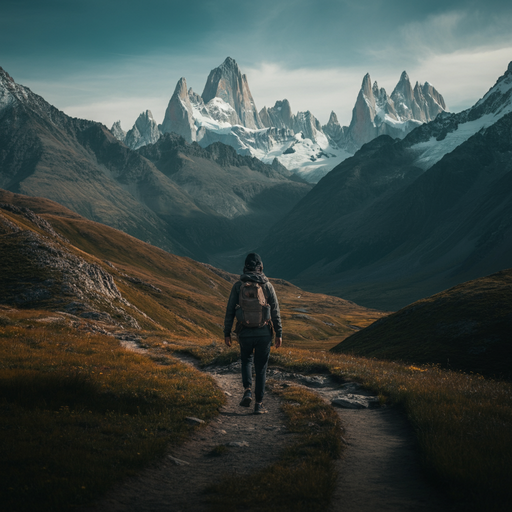 A Lone Hiker Embraces the Majesty of the Mountains