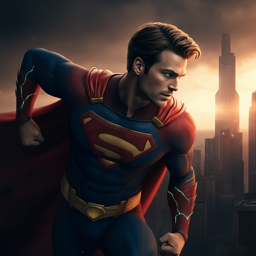 Superman Soars Above the City in a Moment of Heroic Determination