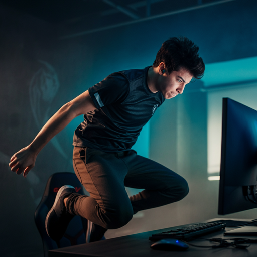 Adrenaline Rush: Man Leaps Over Desk in a Burst of Energy