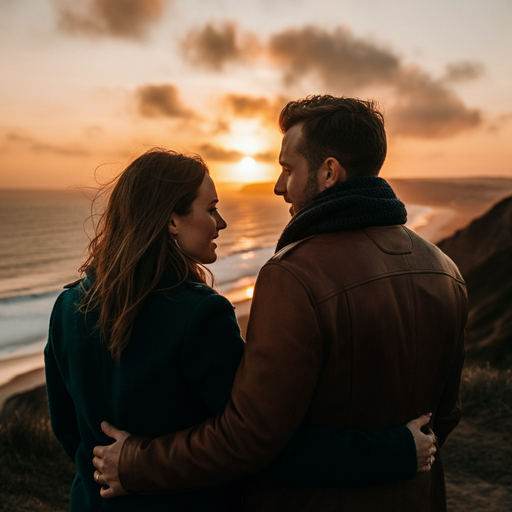 Sunset Romance on the Cliffside