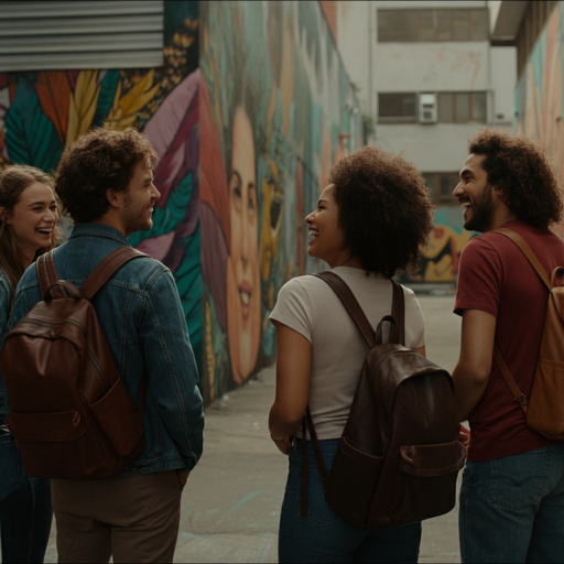 Youthful Joy in a Colorful Alleyway