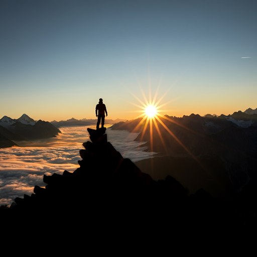 A Hiker’s Silhouette Against a Hopeful Sunrise