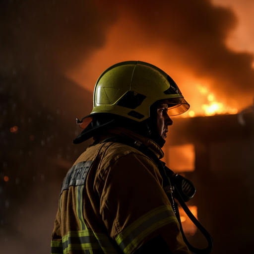 Silhouetted Against the Flames: A Firefighter’s Courage in the Face of Danger