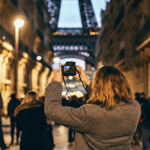 Silhouettes and City Lights: A Romantic Night at the Eiffel Tower