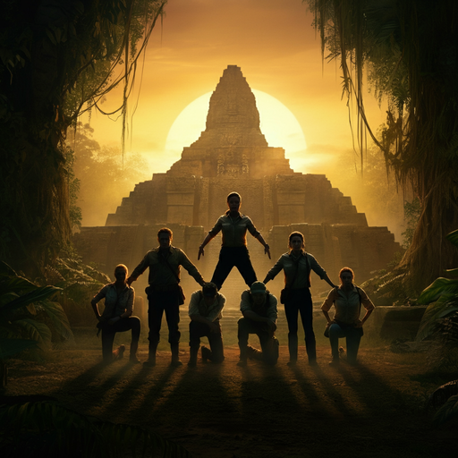 Silhouettes of Adventure: A Mayan Temple at Sunset