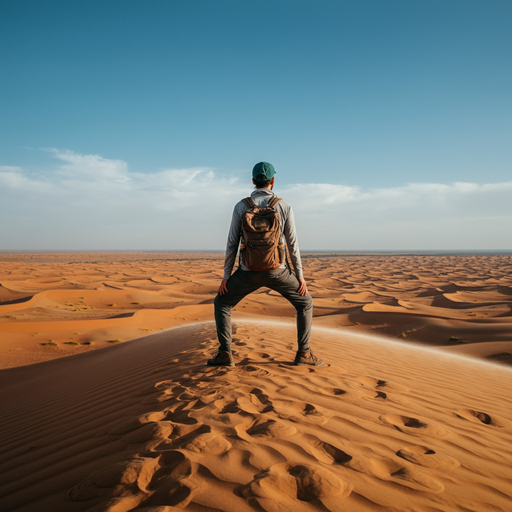 A Solitary Figure Contemplates the Vastness of the Desert