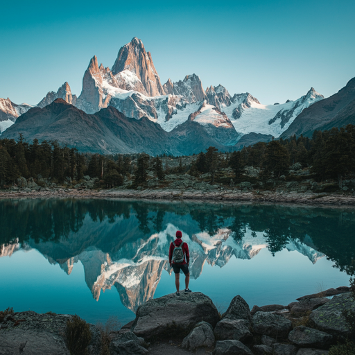 Mirrored Majesty: A Hiker Finds Serenity in Mountain Reflections