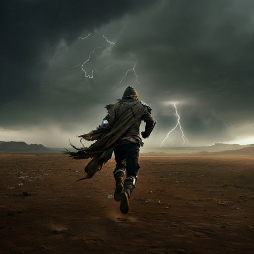 Facing the Storm: A Lone Figure’s Epic Journey