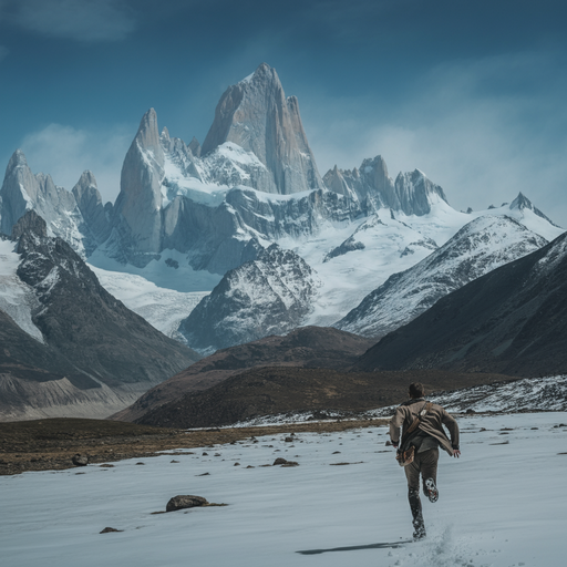 Lost in the Shadow of Giants: A Solitary Figure Races Against the Patagonian Wilderness